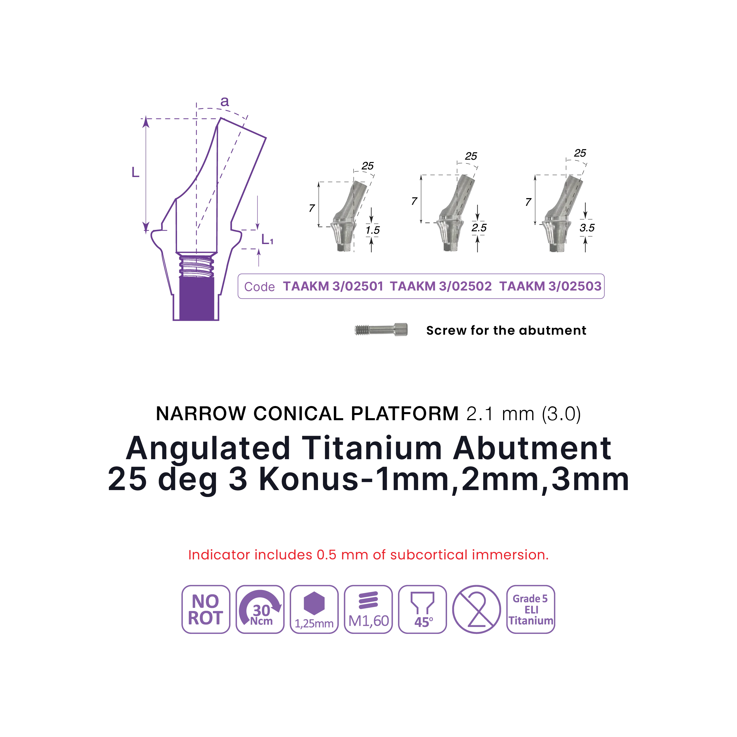 Angulated Titanium Abutment, 25°