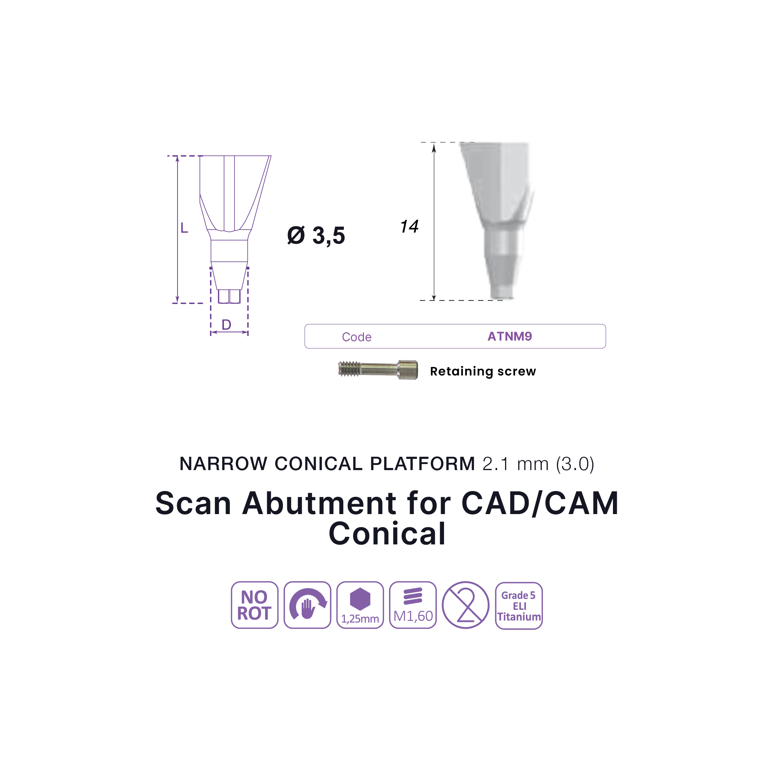 Scan Abutment, CAD/CAM Conical