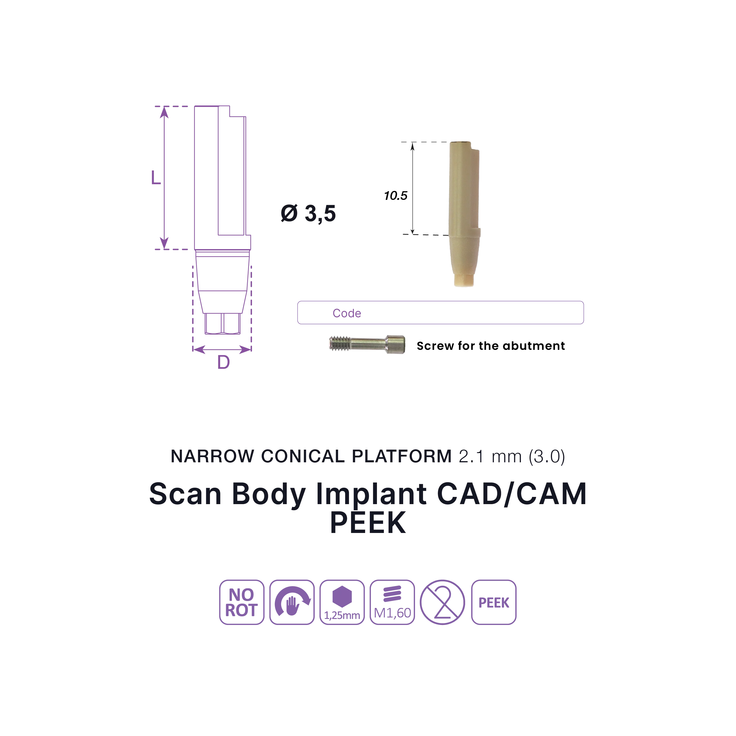 Scan Body, CAD/CAM PEEK