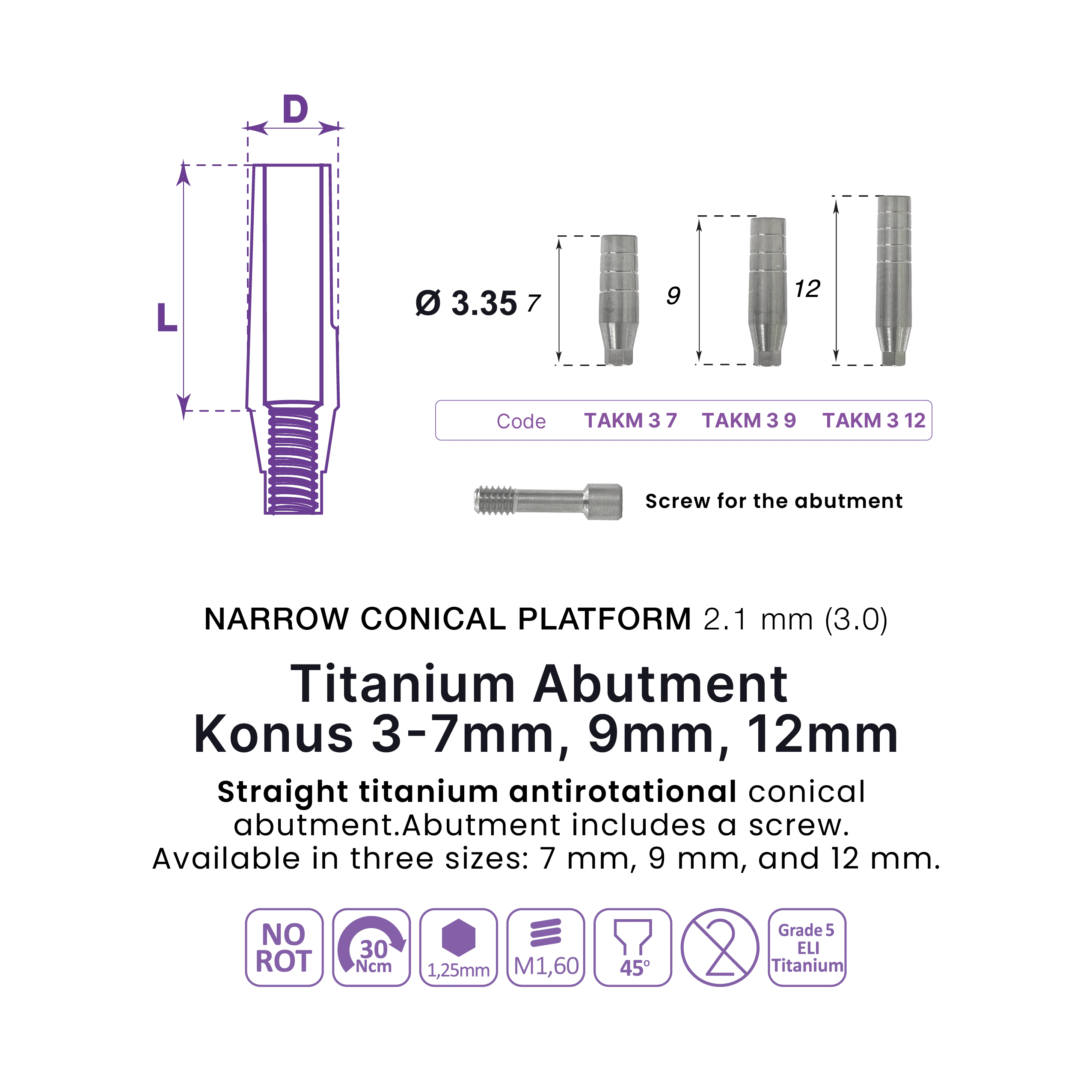 Titanium Abutment Konus 3
