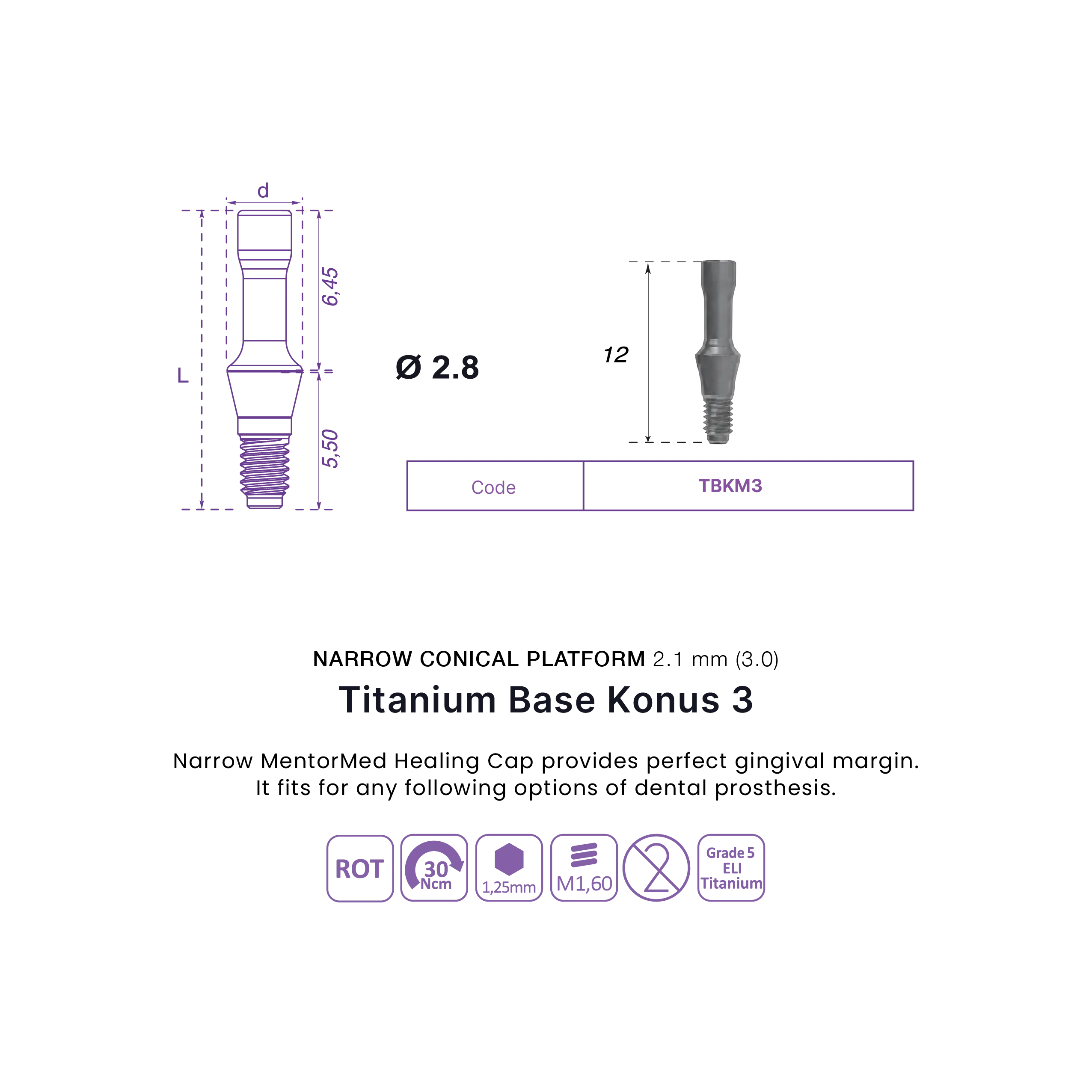 Titanium Base Konus 3