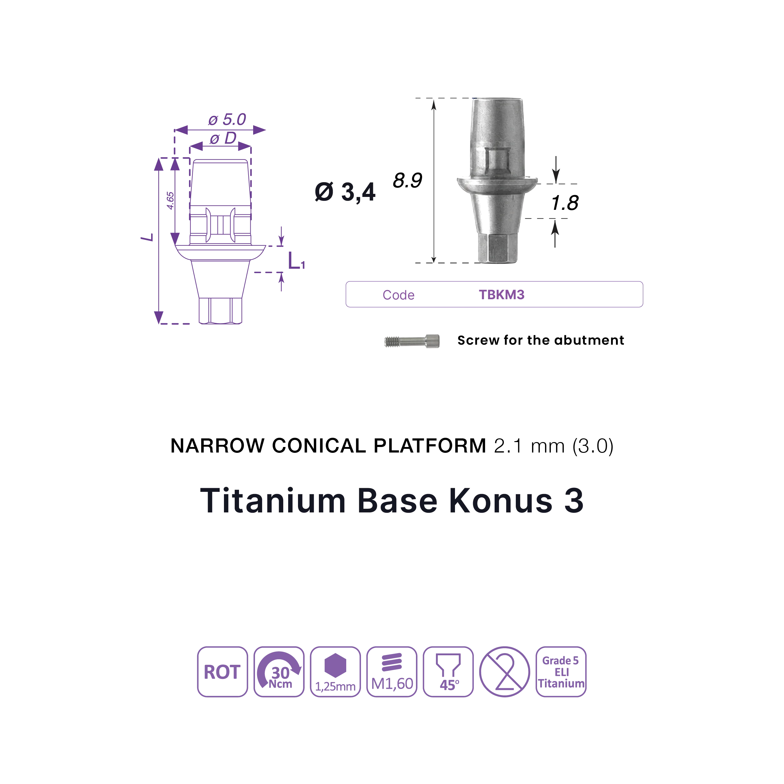 Titanium Base Konus 3