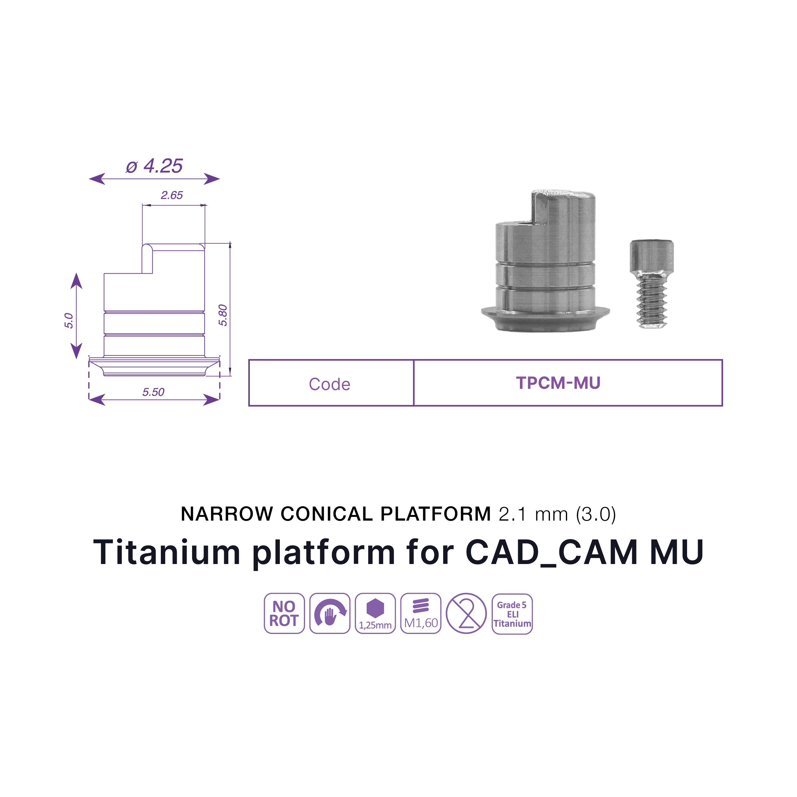Titanium Platform for CAD/CAM MU
